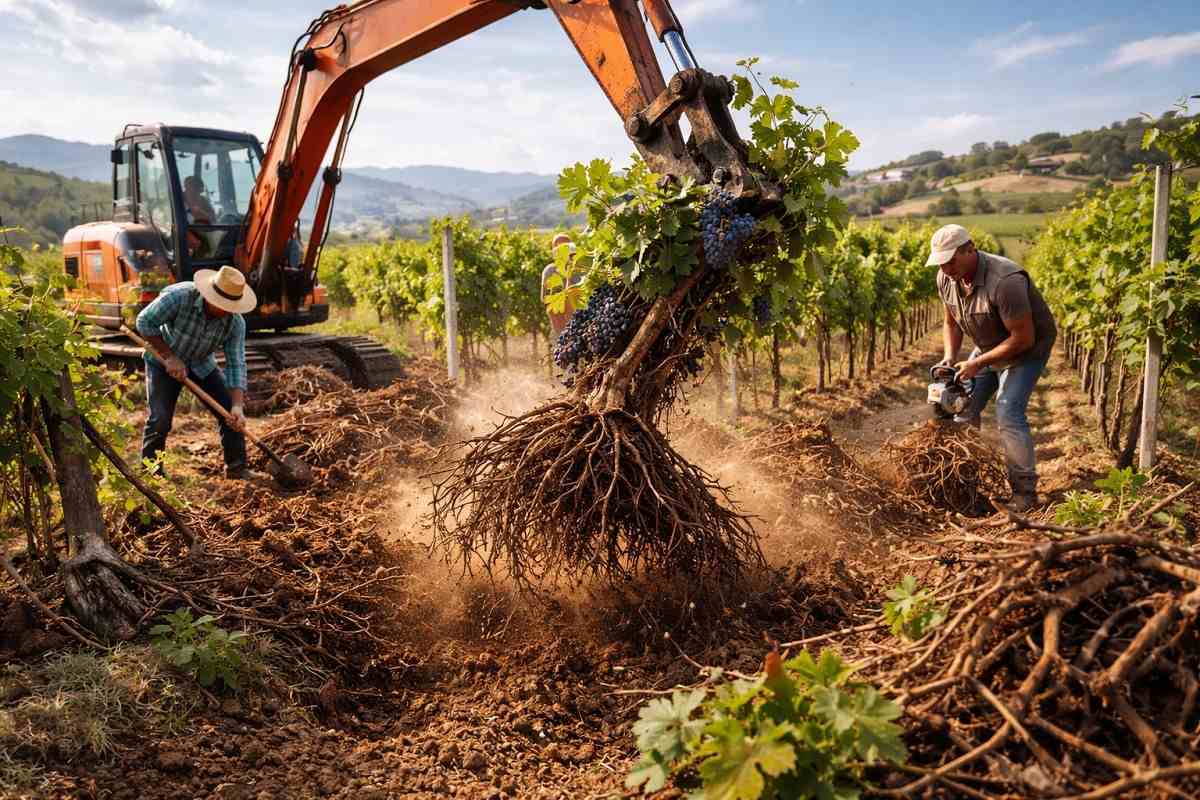 L’estirpazione di un vigneto non è solo un’operazione agronomica, ma incide sul cosiddetto potenziale viticolo, cioè sul sistema di autorizzazioni che regolano l’impianto e il reimpianto dei vigneti.